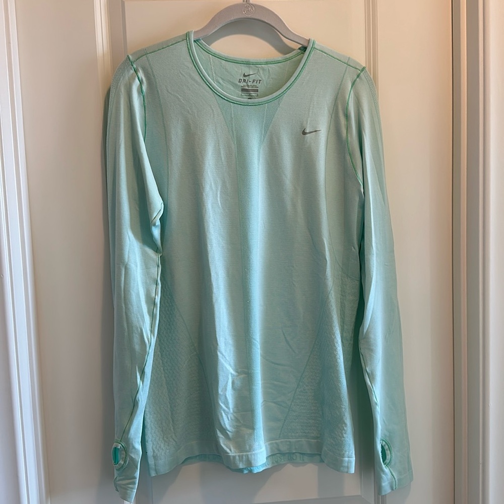 Nike dri-fit green long sleeve top size L